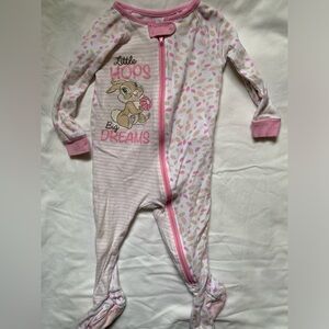 Disney 12-18 month Thumper one piece PJs with feet. zip up.